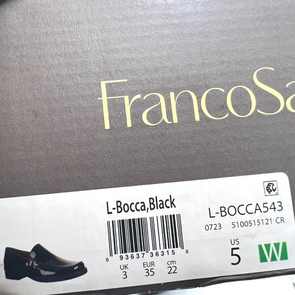 5W 5 WIDE WIDTH Franco Sarto Bocca Black Patent‎ Loafers Shoes - Picture 13 of 13